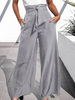 Pantalon 100% polyester à poches latérales plissées pour femmes