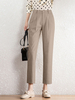 Pantalon ajusté plissé à poche unie pour femme
