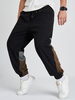Pantalon ample à cordon de serrage en velours côtelé patchwork pour hommes