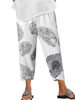Pantalon ample décontracté dimpression abstraite de coton de 100% pour des femmes