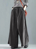 Pantalon ample décontracté en velours côtelé à jambe large pour femmes avec poche latérale