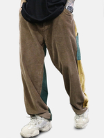 Pantalon ample en velours côtelé zippé en velours côtelé pour hommes avec poche