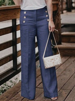 Pantalon boutonné taille haute pour femmes