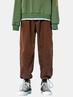 Pantalon cargo à cordon de serrage à taille moyenne pour homme de couleur unie