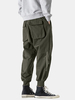 Pantalon cargo à cordon de serrage en coton à imprimé lettre pour homme avec poche