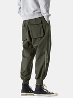 Pantalon cargo à cordon de serrage en coton à imprimé lettre pour homme avec poche