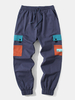 Pantalon cargo à revers 100% coton pour homme avec poche contrastée