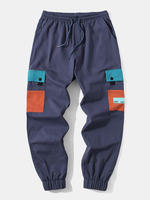 Pantalon cargo à revers 100% coton pour homme avec poche contrastée