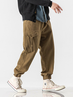 Pantalon cargo à revers élastique décontracté pour hommes 100% coton
