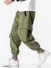 Pantalon cargo 100% coton utilitaire couleur unie avec cordon de serrage à la taille