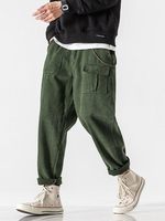 Pantalon cargo de couleur unie 100% coton à fermeture éclair Fly Relaxed Fit pour homme