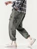 Pantalon cargo de couleur unie 100% coton à poches multiples pour hommes