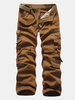 Pantalon cargo en coton à poches pour hommes avec poches zippées droites