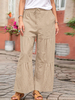 Pantalon décontracté à lacets à taille élastique pour femme