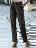 Pantalon décontracté à plis de couleur unie pour femmes