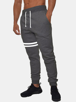 Pantalon décontracté à rayures pour hommes avec cordon de serrage en coton tricoté avec poutre de sport