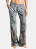 Pantalon décontracté à taille élastique à imprimé fleur de papillon pour femme