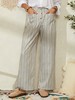 Pantalon décontracté à taille élastique à rayures classiques pour femmes avec poches