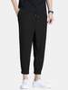 Pantalon décontracté à texture de poche à cordon de serrage pour hommes en coton