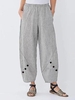 Pantalon décontracté boutonné à poches latérales à taille élastique rayé