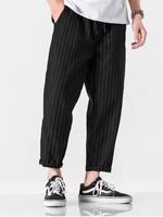 Pantalon décontracté confortable pour homme 100% coton à rayures avec cordon de serrage