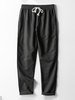 Pantalon décontracté de couleur pure pour hommes en lin de style chinois avec cordon de serrage