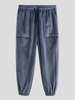 Pantalon décontracté de couleur unie à taille élastique avec cordon de serrage pour hommes