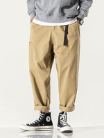 Pantalon décontracté de couleur unie pour homme 100% coton avec poche zippée