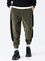 Pantalon décontracté de jogging à rayures latérales en velours côtelé pour homme avec poche