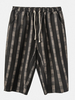 Pantalon décontracté en coton à rayures vintage pour hommes,  veau Longueur