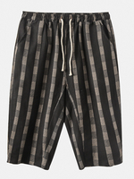Pantalon décontracté en coton à rayures vintage pour hommes,  veau Longueur