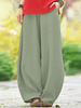 Pantalon décontracté en coton à taille élastique avec poche unie