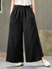 Pantalon décontracté en coton à taille élastique avec poche unie