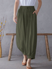 Pantalon Décontracté en Coton avec Poche à Cordon à Taille Élastique Solide