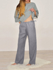Pantalon décontracté en coton de poche élastique à cordon de couleur unie pour les femmes