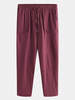 Pantalon décontracté en coton pour homme avec cordon de serrage couleur pure