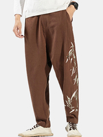 Pantalon décontracté en coton respirant à imprimé bambou pour hommes