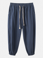 Pantalon décontracté en lin à poche élastique pour hommes