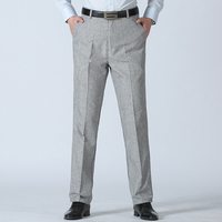 Pantalon décontracté en lin respirant dété pour hommes Pantalon droit décontracté en vrac en couleur unie pour homm