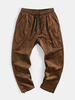 Pantalon décontracté en velours côtelé multi-poches pour homme
