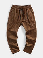 Pantalon décontracté en velours côtelé multi-poches pour homme
