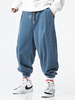 Pantalon décontracté en velours côtelé pour homme avec cordon de serrage et fermeture à glissière avec poche
