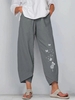 Pantalon décontracté imprimé fleur papillon avec poche