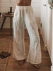 Pantalon décontracté lâche taille élastique de couleur unie pour les femmes