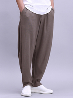 Pantalon décontracté léger à jambe large en coton respirant pour hommes Yoga