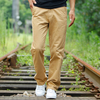 Pantalon décontracté pour jeune homme,  droit,  ample,  taille haute,  en coton,  couleur unie,  taille haute