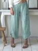 Pantalon décontracté rayé à taille élastique avec poche boutonnée