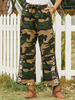 Pantalon décontracté taille moyenne à imprimé floral camouflage pour femmes avec poche