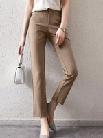 Pantalon décontracté uni à fermeture éclair sur le devant pour femme