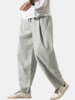 Pantalon de base à cordon de serrage décontracté en coton de couleur unie pour hommes avec poche